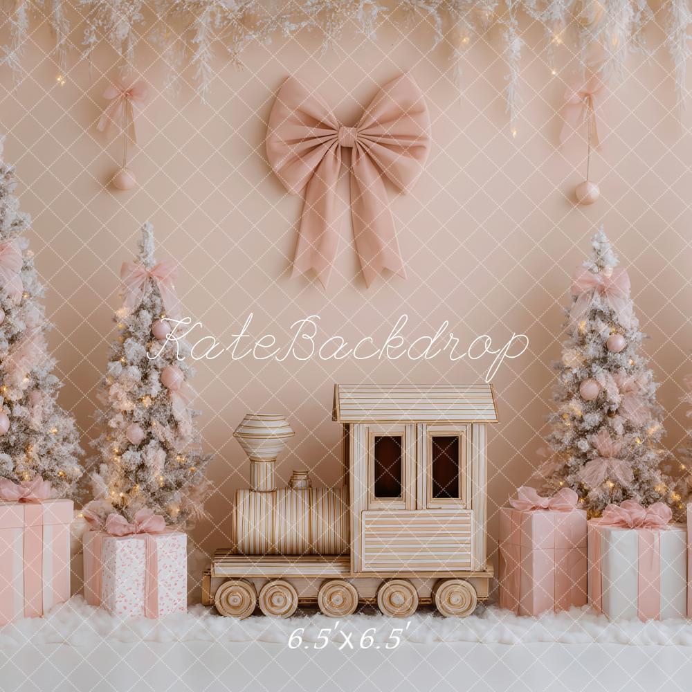 Kate Noël Sapins Cadeaux Train Rose Toile de fond conçue par Patty Roberts