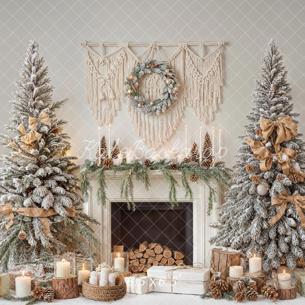 Kate Noël Sapins Cheminée Cadeaux Toile de fond conçue par Emetselch - Kate Backdrop FR