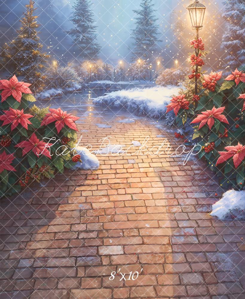 Kate Noël Chemin Lampadaire Fleurs Toile de fond en Laine conçue par Emetselch - Kate Backdrop FR