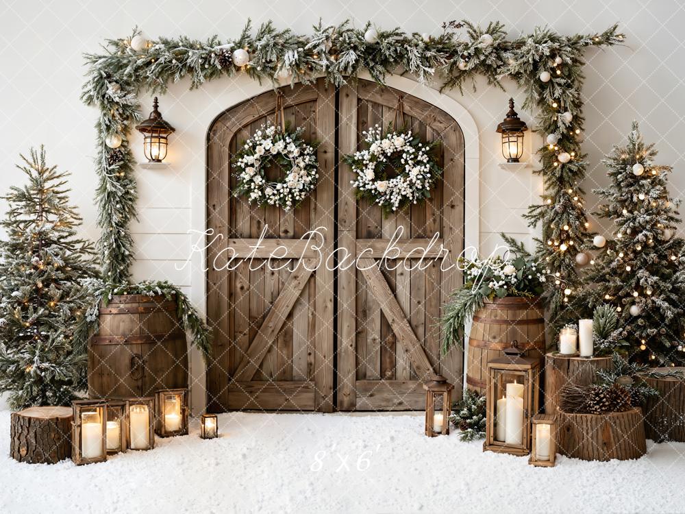 Kate Noël Porte Sapins Lanternes Toile de fond en Laine conçue par Emetselch
