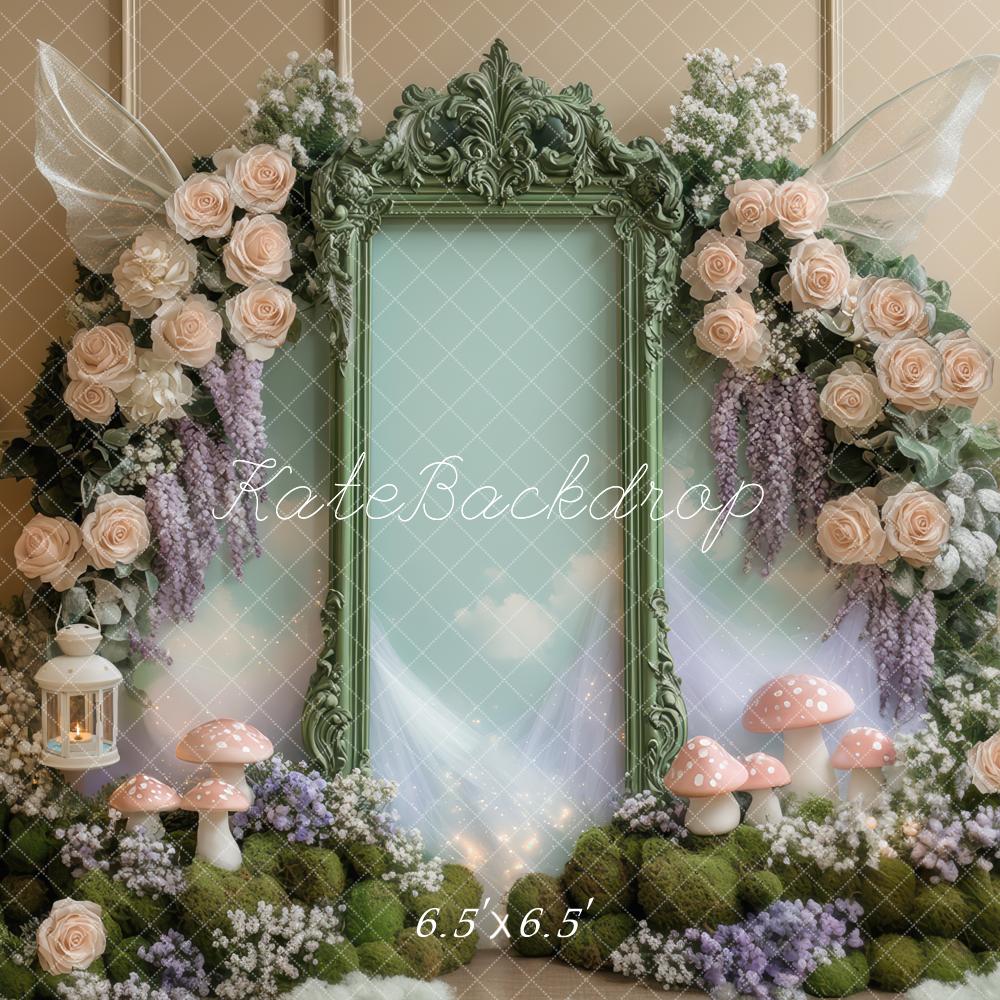 Kate Fée Cadre Fleurs Champignons Toile de fond conçue par Mini MakeBelieve - Kate Backdrop FR