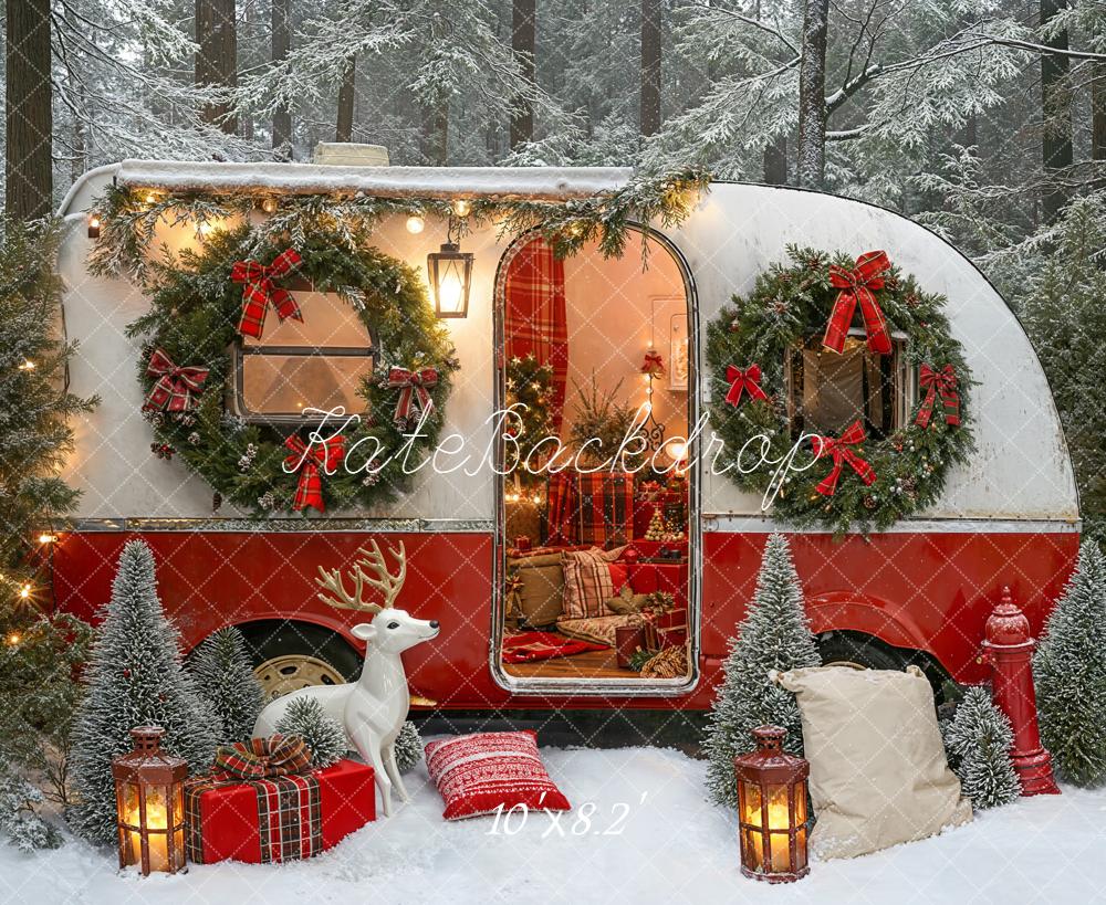 Kate Noël Camping-car Forêt Neige Toile de fond en Laine conçue par Emetselch