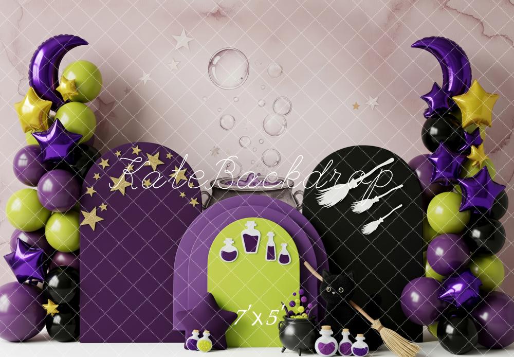 Kate Halloween Sorcellerie Ballons Chat Toile de fond conçue par Patty Roberts