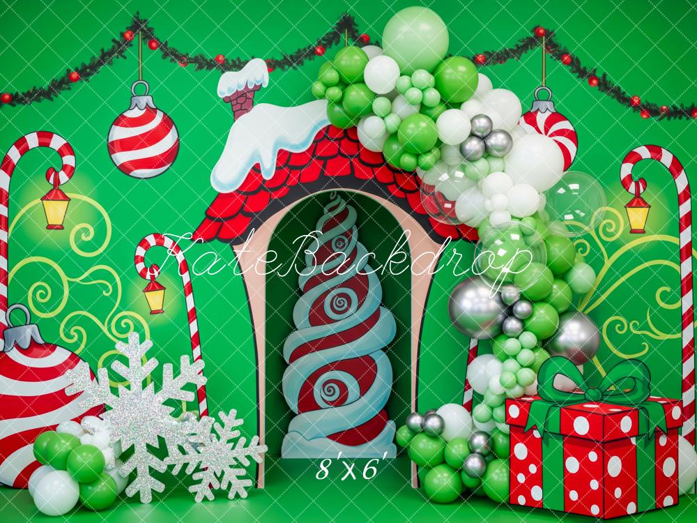 Kate Noël Bonbons Porte Ballons Vert Toile de fond conçue par Patty Roberts - Kate Backdrop FR