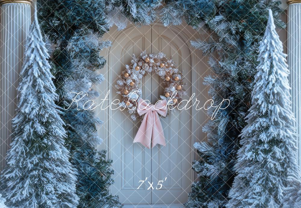 Kate Sapin de Noël Porte Neige Toile de fond conçue par Mini MakeBelieve - Kate Backdrop FR