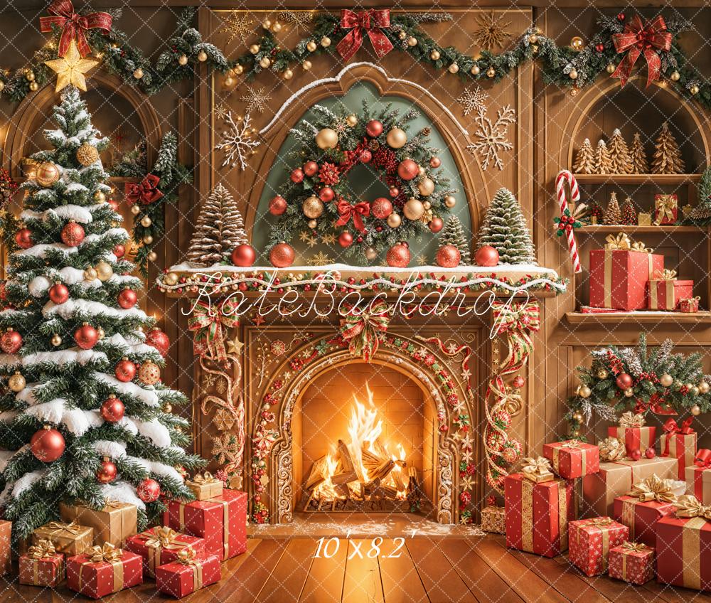 Kate Noël Sapin Cheminée Cadeaux Toile de fond en Laine conçue par Emetselch