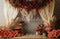 Kate Saint Valentin Fleurs Cœurs Rideaux Toile de fond en Laine conçue par Emetselch