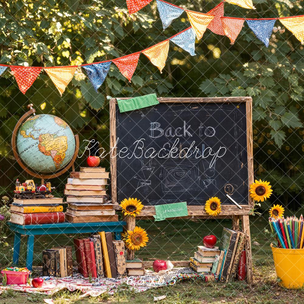 Kate Scolaire Tableau Noir Livres Globe Toile de fond conçue par Emetselch - Kate Backdrop FR