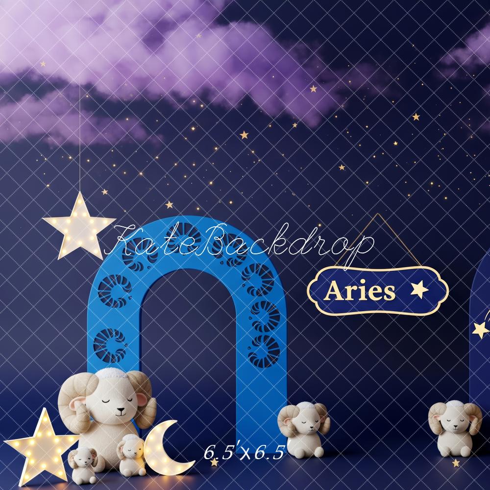 Kate Nuit Ciel Étoiles Lune Peluches Toile de fond conçue par Patty Roberts