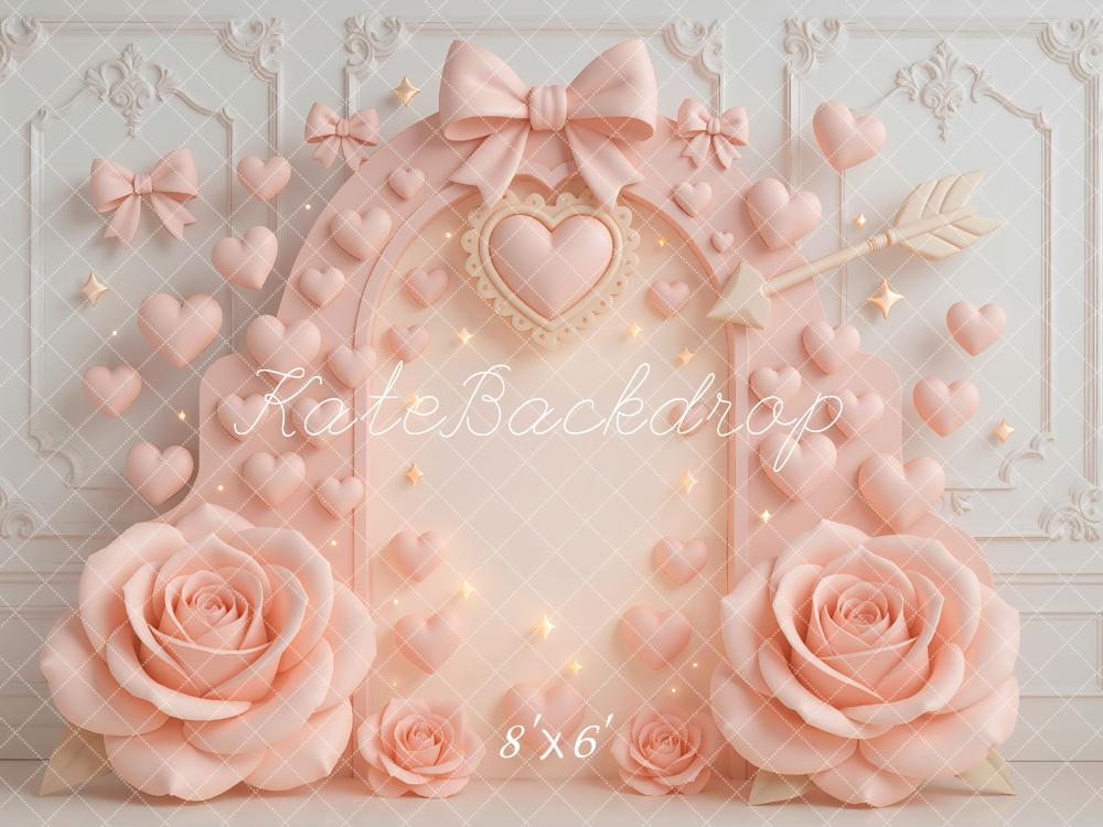 Kate La Saint Valentin Roses Nœuds Cœurs Toile de fond conçue par Mini MakeBelieve