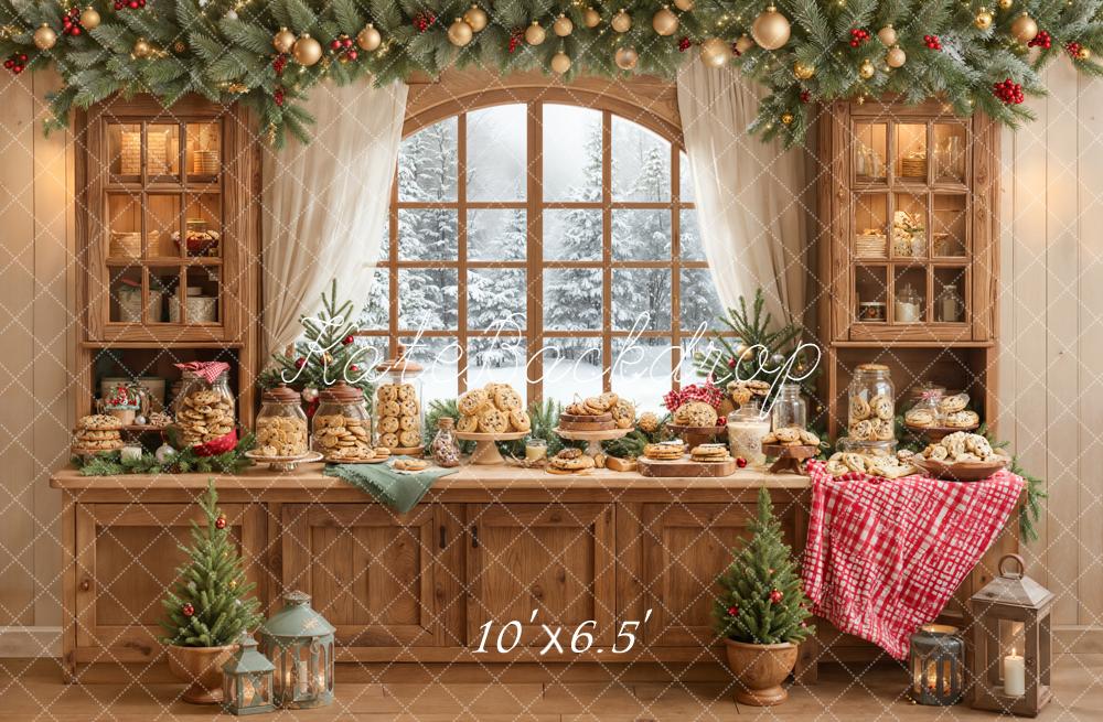 Kate Noël Cuisine Biscuits Bois Fenêtre Toile de fond conçue par Emetselch - Kate Backdrop FR