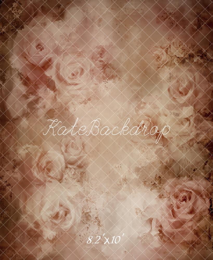 Kate Fleurs Roses Beige Vintage Toile de fond conçue par Emetselch - Kate Backdrop FR