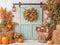 Kate Automne Citrouilles Fleurs Foin Toile de fond en Laine conçue par Emetselch - Kate Backdrop FR