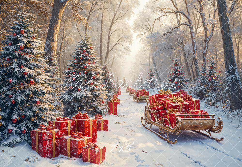 Kate Noël Sapins Cadeaux Traîneau Toile de fond conçue par Emetselch
