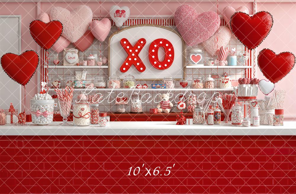 Kate La Saint Valentin Douceurs Cœurs Ballons Rouge Toile de fond conçue par Emetselch - Kate Backdrop FR