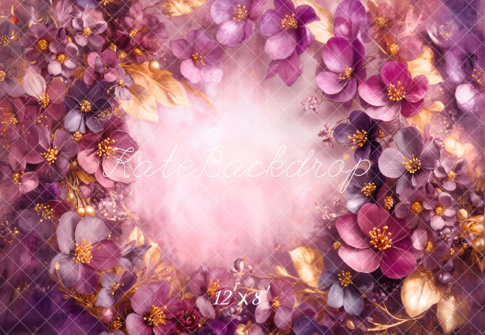 Kate Nouveau-né Fleurs Violet Rose Toile de fond en Laine conçue par Emetselch - Kate Backdrop FR