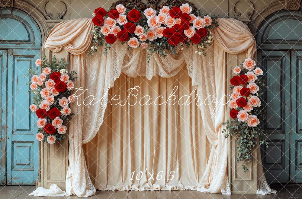 Kate Arche Fleurs Roses Drapé Toile de fond conçue par Mini MakeBelieve