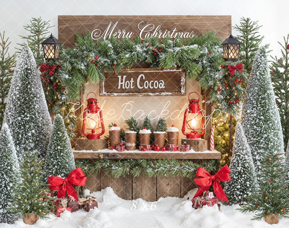 Kate Noël Sapins Chocolat Chaud Toile de fond en Laine conçue par Emetselch - Kate Backdrop FR