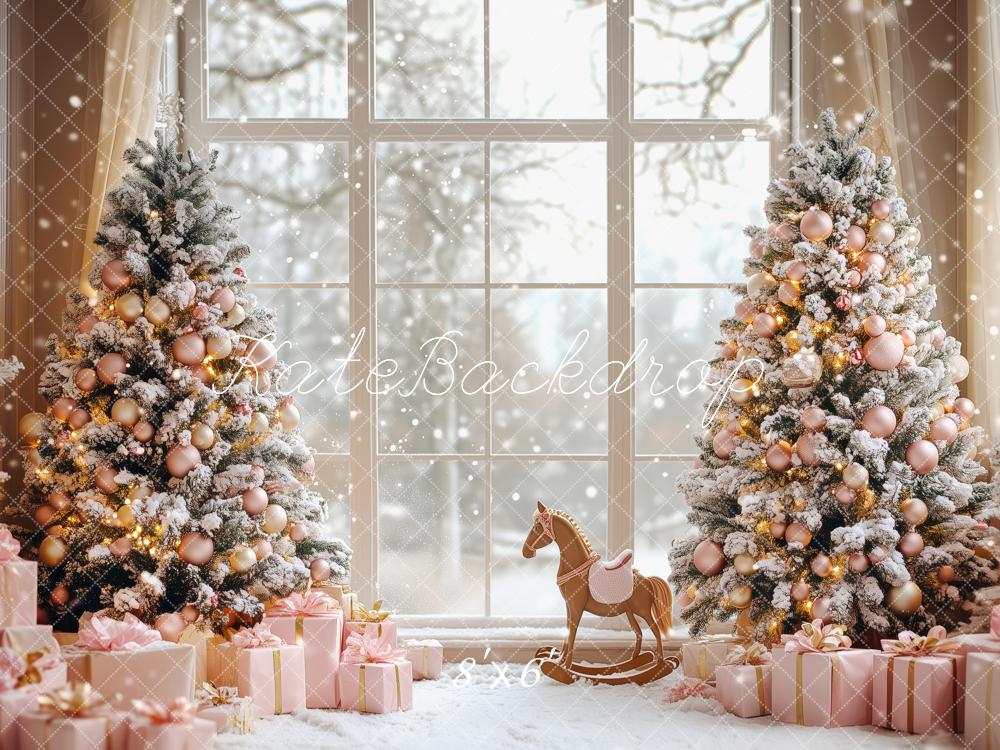 Kate Noël Sapins Cheval Fenêtre Cadeaux Toile de fond conçue par Patty Roberts