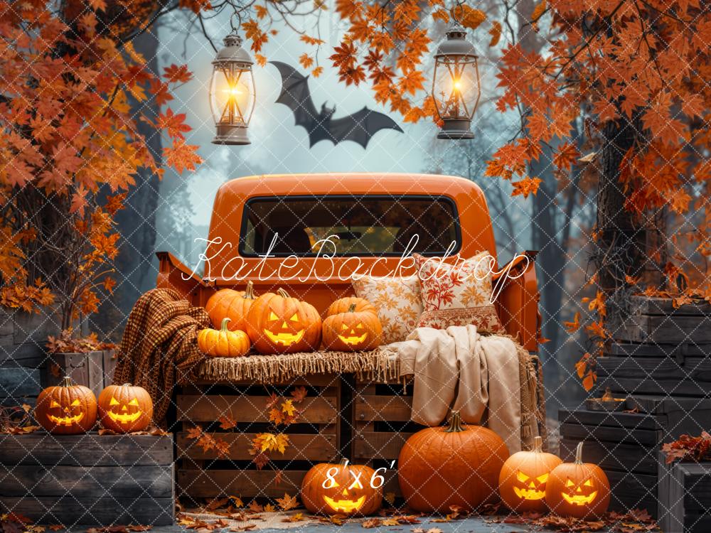 Kate Halloween Camion Citrouilles Feuilles Toile de fond conçue par Emetselch - Kate Backdrop FR