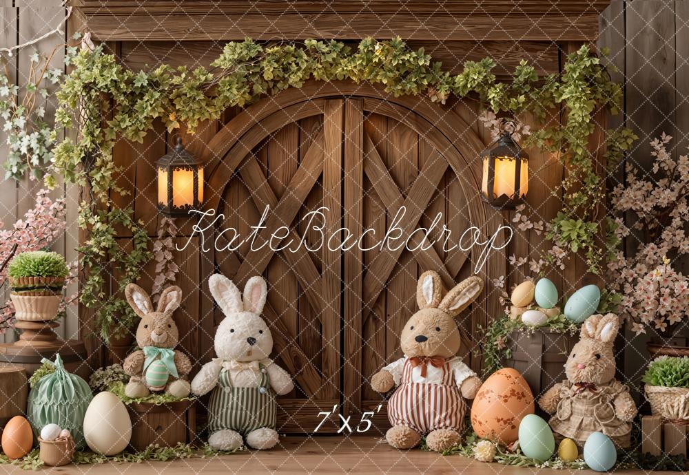 Kate Pâques Lapins Œufs Porte Bois Toile de fond conçue par Emetselch - Kate Backdrop FR