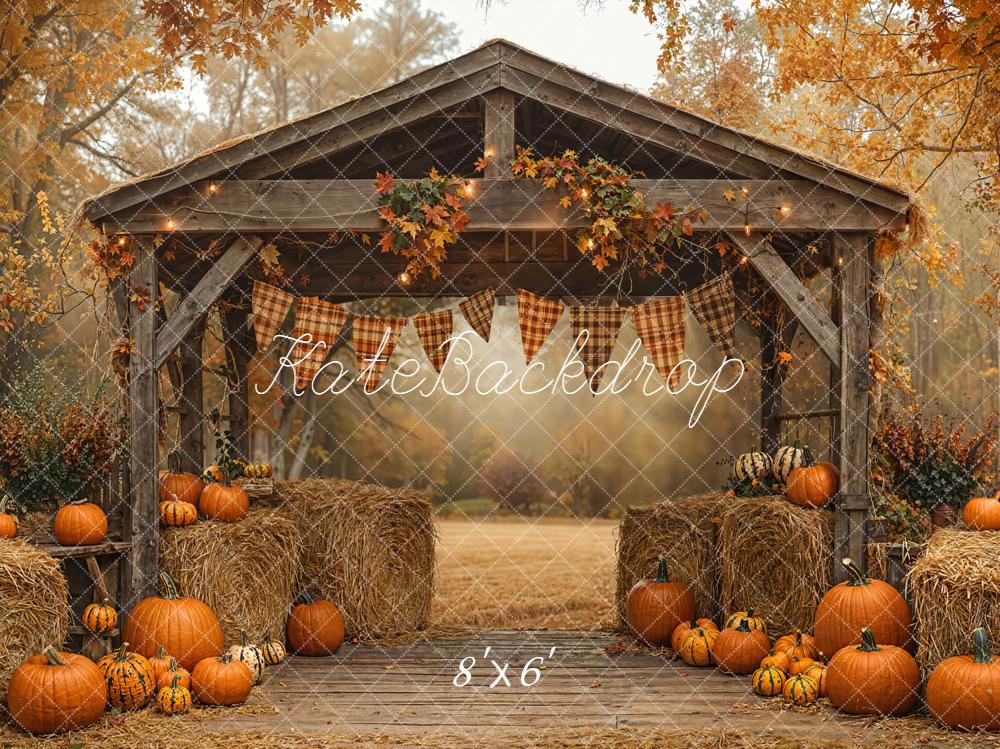 Kate Automne Grange Citrouilles Foin Toile de fond conçue par Emetselch - Kate Backdrop FR