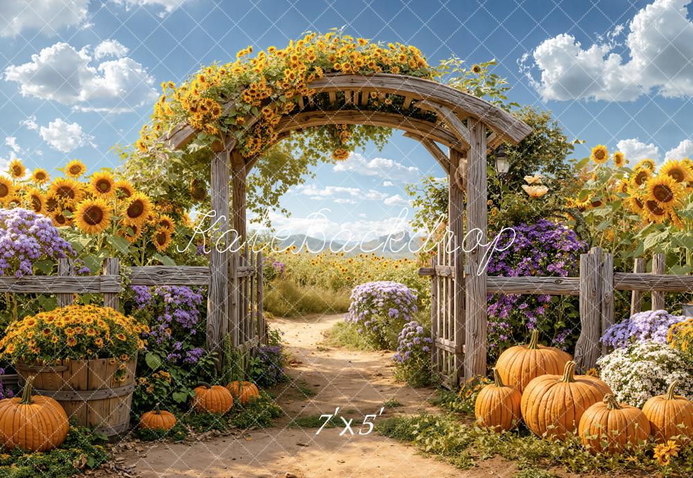 Kate Automne Arche Tournesols Citrouilles Toile de fond conçue par Emetselch - Kate Backdrop FR