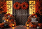 Kate Halloween Citrouilles Feuilles Fenêtre Toile de fond conçue par Patty Roberts