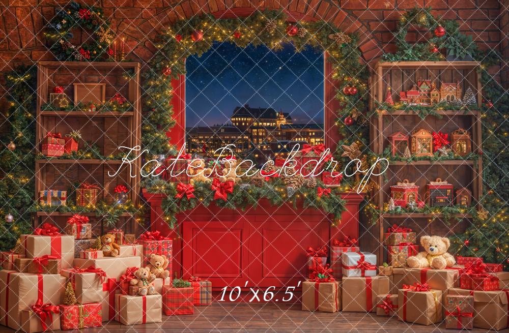 Kate Noël Fenêtre Cadeaux Rouge Toile de fond en Laine conçue par Emetselch - Kate Backdrop FR