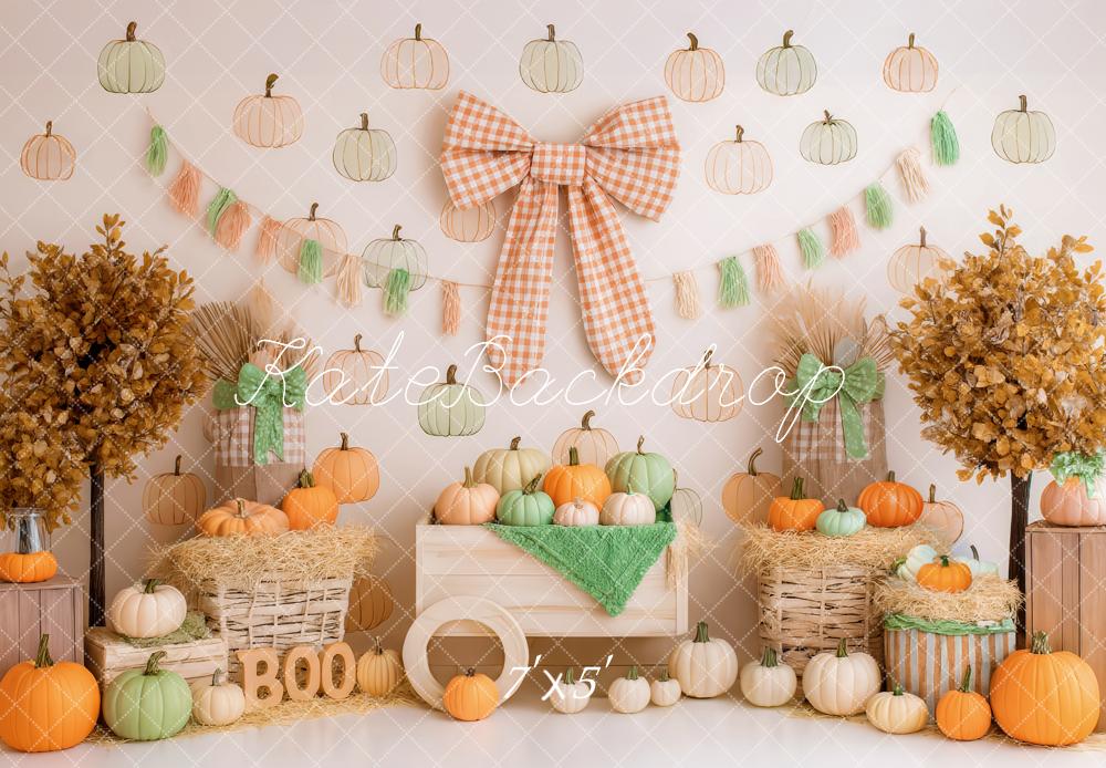 Kate Automne Citrouilles Arbres Foins Toile de fond conçue par Patty Roberts