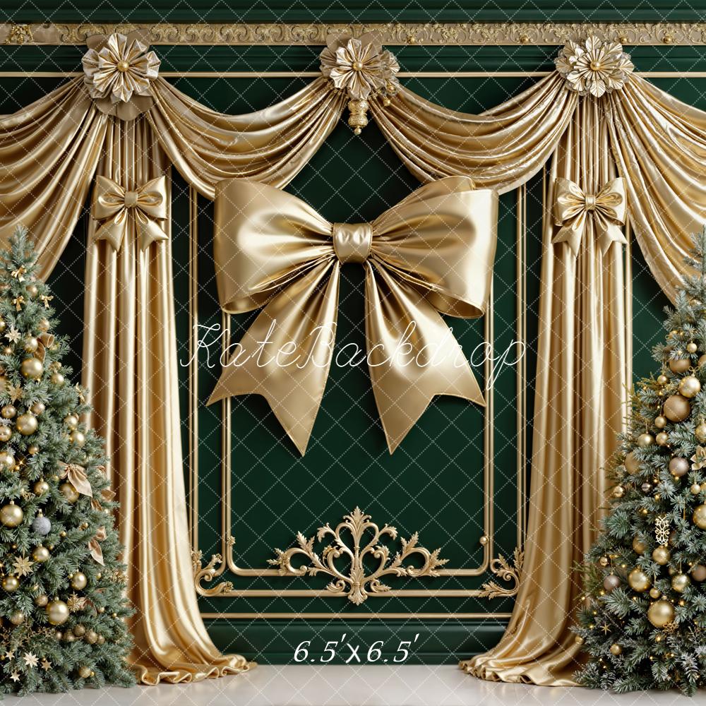 Kate Noël Sapin Rubans Doré Vintage Toile de fond conçue par Emetselch - Kate Backdrop FR