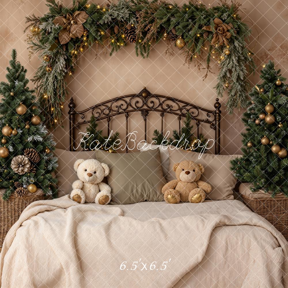 Kate Noël Sapins Tête de Lit Ours Toile de fond conçue par Emetselch - Kate Backdrop FR