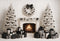 Kate Noël Sapins Cadeaux Cheminée Toile de fond conçue par Ashley Paul - Kate Backdrop FR