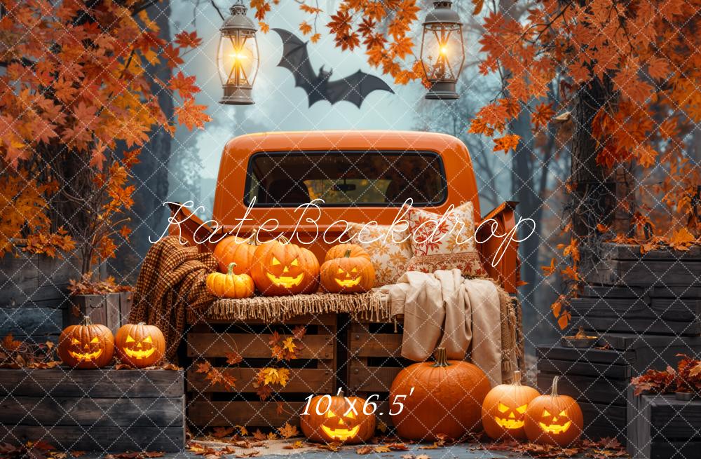 Kate Halloween Camion Citrouilles Toile de fond en Laine conçue par Emetselch - Kate Backdrop FR