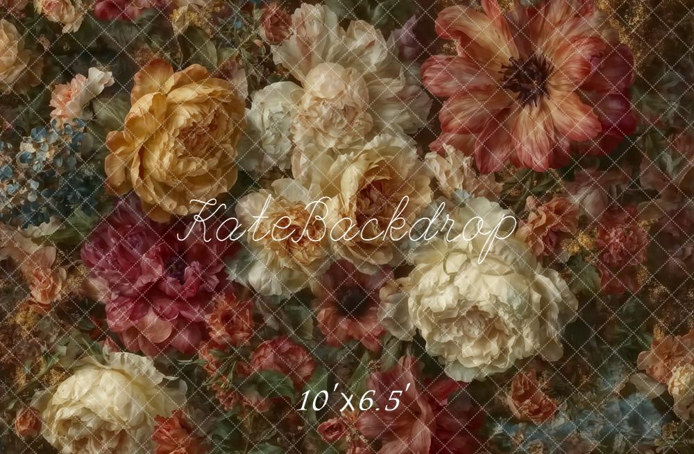 Kate Floral Fleurs Vintage Toile de fond en Polar conçue par Emetselch - Kate Backdrop FR