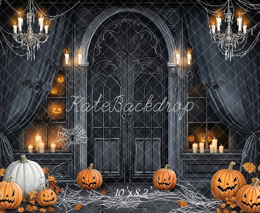 Kate Halloween Citrouilles Bougies Chandeliers Toile de fond conçue par Emetselch - Kate Backdrop FR