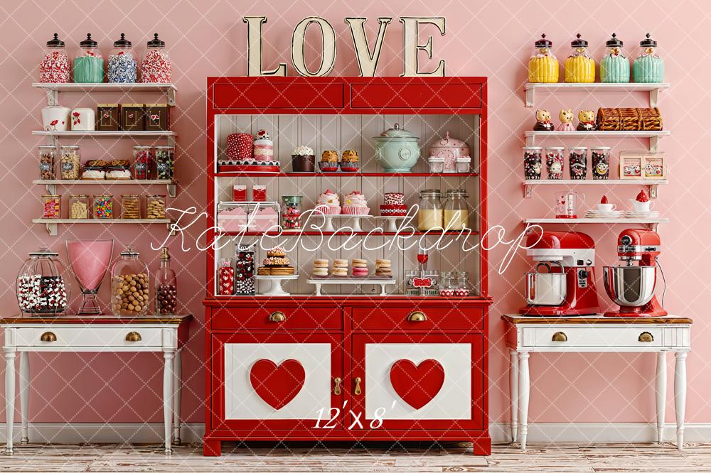Kate Saint Valentin Cuisine Rouge Toile de fond en Polar conçue par Emetselch - Kate Backdrop FR