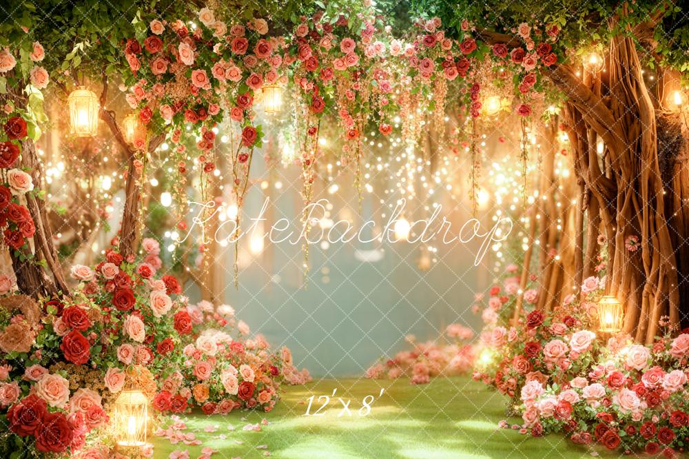 Kate Saint Valentin Fleurs Lanternes Lumière Toile de fond conçue par Emetselch