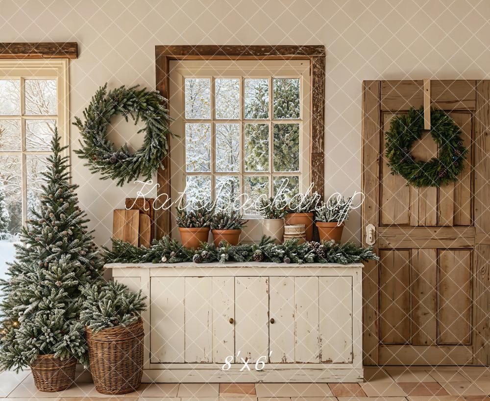 Kate Noël Intérieur Sapin Fenêtre Toile de fond en Laine conçue par Emetselch