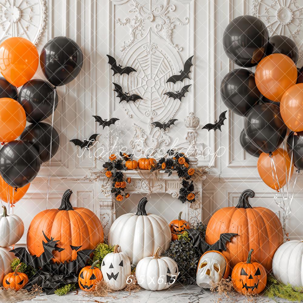 Kate Halloween Citrouilles Cheminée Ballons Toile de fond conçue par Emetselch - Kate Backdrop FR