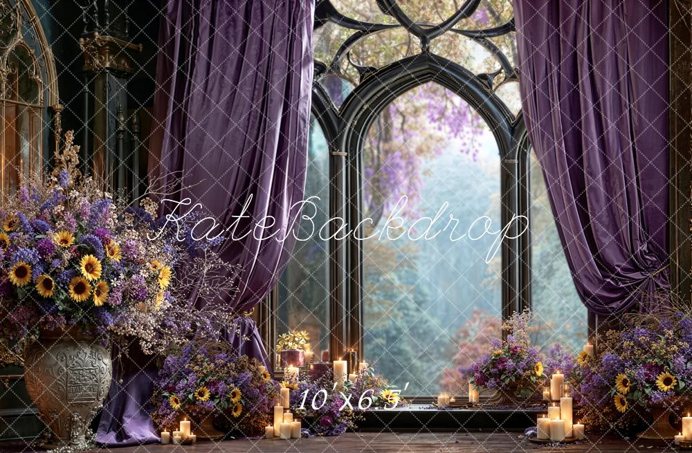 Kate Fleurs Rideaux Bougies Fenêtre Toile de fond en Laine conçue par Emetselch - Kate Backdrop FR