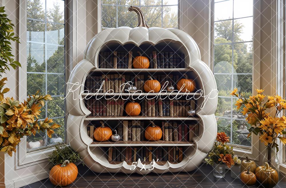 Kate Automne Citrouille Étagère Fenêtre Toile de fond conçue par Mini MakeBelieve