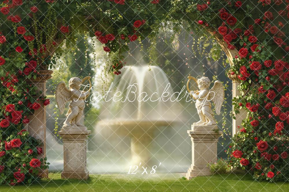 Kate Jardin Roses Fontaine Cour Toile de fond conçue par Emetselch