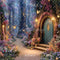 Kate Forêt Magique Maison Fleurs Lumières Toile de fond conçue par Emetselch