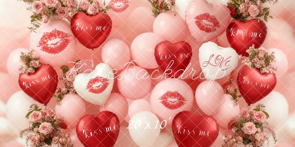 Kate La Saint Valentin Ballons Fleurs Baisers Toile de fond conçue par Emetselch