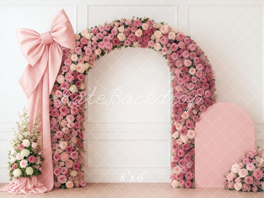 Kate Arc Fleurs Rose Mariage Toile de fond conçue par Mini MakeBelieve - Kate Backdrop FR