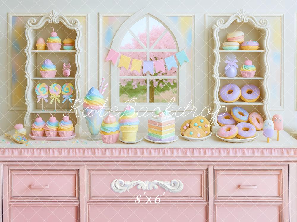 Kate Pâtisserie Gâteaux Donuts Pastel Toile de fond conçue par Mini MakeBelieve - Kate Backdrop FR