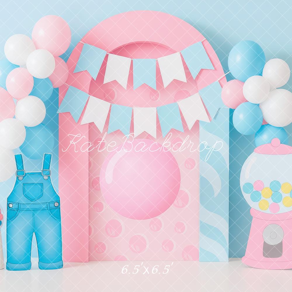 Kate Anniversaire Fête Ballons Bonbons Toile de fond conçue par Mini MakeBelieve - Kate Backdrop FR