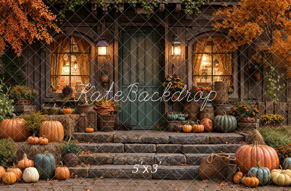 Kate Automne Maison Citrouilles Lumière Toile de fond conçue par Emetselch - Kate Backdrop FR