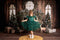 Kate Sapin de Noël Bois Cheminée Cerf Toile de fond+Bois Brun Sol Toile de fond - Kate Backdrop FR